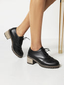 Women Ladies Brogues Oxford Lace Up Shoes Vintage Round Toe Women Ankle Boot England Style high heels