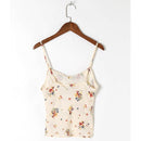 Beach Style Summer Tops For Women Vintage Floral Spaghetti Strap Top Tie Up Neck Sleeveless Casual Cami Top