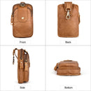 Genuine Leather Waist Bag Fanny Pack Cell Phone Key Case Vintage Bum Belt Bag Hook Waist Pack