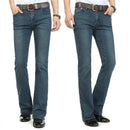 Men Spring and Autumn Modis Jeans Mid-Waist Stretch Flare Pants Men Micro-Trousers Slim Blue Jeans Flare Pants