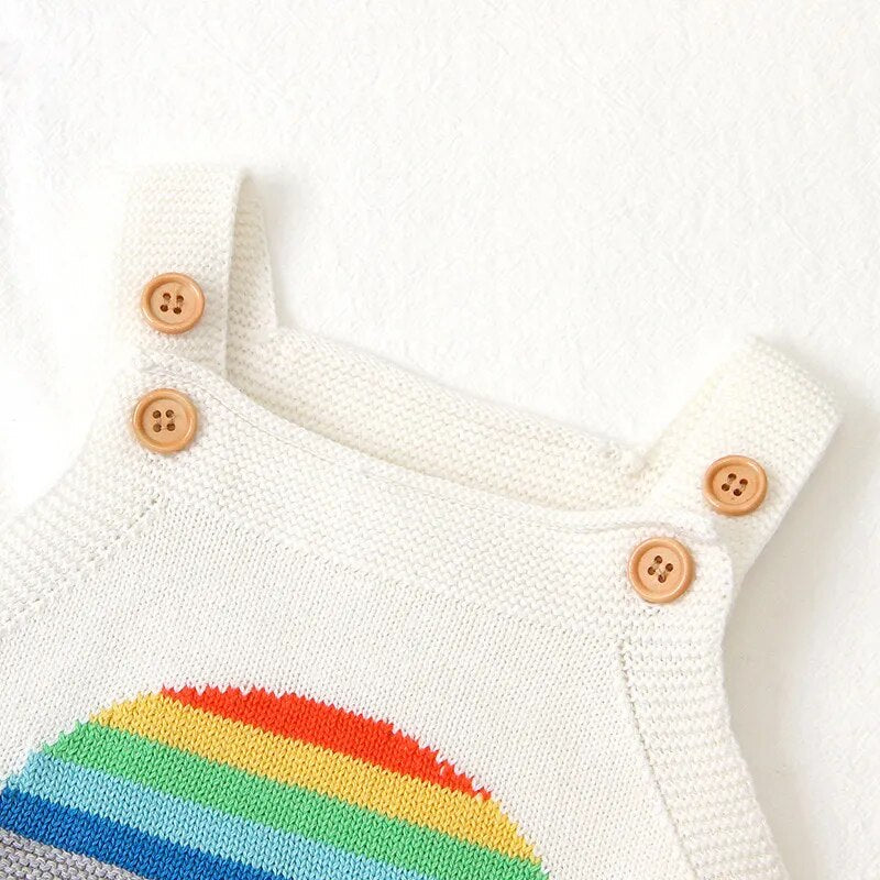 Newborn Baby Sweater Rainbow Knitting Boy Girl Bodysuit Toddler Costumes First Birthday Party Newborn Clothes Party Boy Clothing