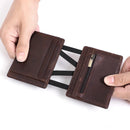 Men Magic Wallet Genuine Leather Card Holder with Coin Pocket Business Thin Minimalist RFID Man Purse Money Bag Cash Clip