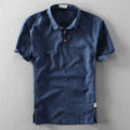 Summer Shirt Men Short Sleeve Loose Thin Cotton Linen T-Shirts Solid Color Trend Male Turn Down Collar Tees
