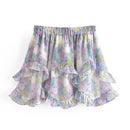 Sweet Floral Print Ruffle Skirt Women Elastic Mini Holiday Summer Boho Beach Casual