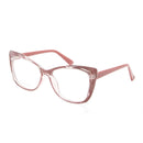 Cat Eye Optical Glasses Frame Women Diamond Eyeglasses Frame Prescription Myopia Glass Ladies Trend Eyewear Spring Hinge