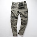 Mens Motorcycle Biker Genuine Leather Pants Real Slim Pencil Design Men Cargo Trousers