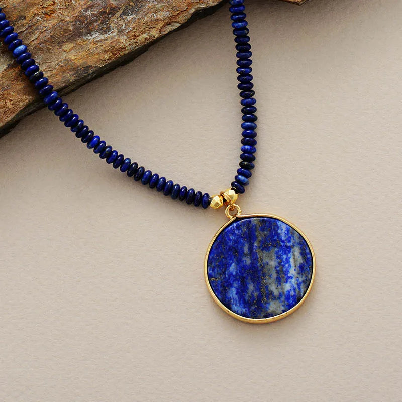 Simple Women Lapis Pendant Necklaces Chokers Chain Necklace Designer Seed Beads Jewelry