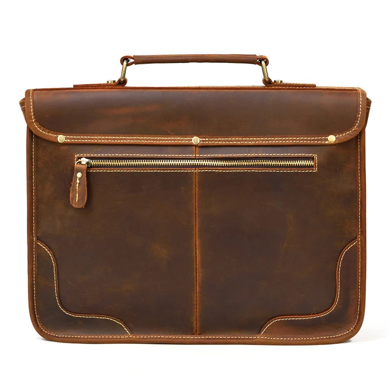 Vintage Men's Briefcase Genuine Leather 15.6" PC Laptop Bag Leather Business Messenger