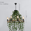 Multi Heads Simulation Green Leaf Chandelier Corridor Lighting Decoration Lamp