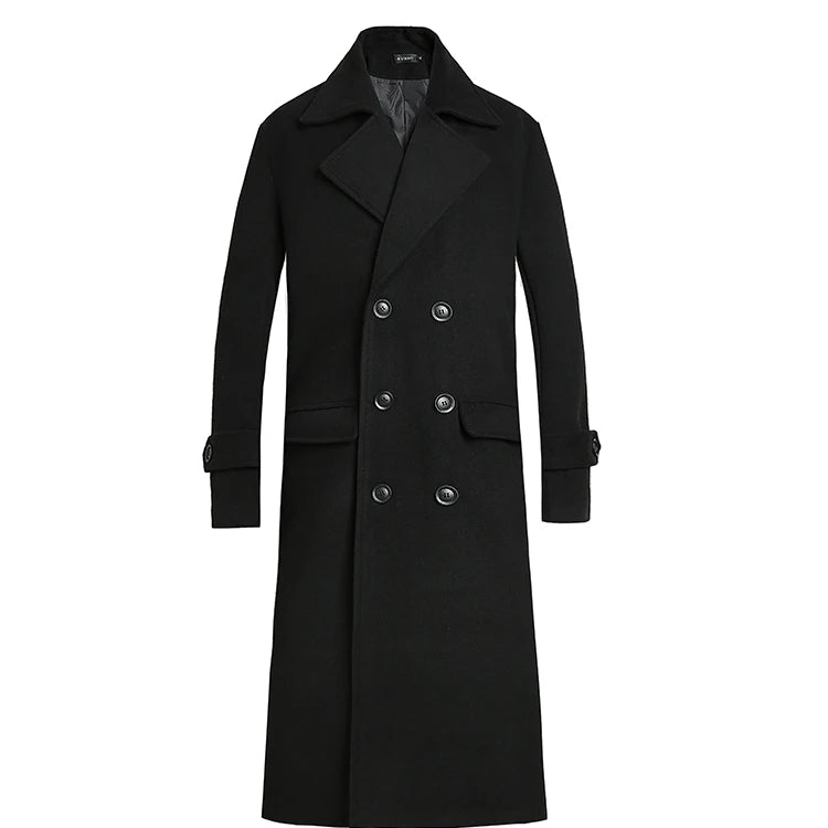 Autumn Winter Medium Length Jacket Thickened Woolen Coat Loose Casual Double Breasted Trench Coat