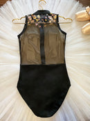 Adult Ballet Leotard Summer Design Team Wear Elegant Black Zipper Ballet Clothes