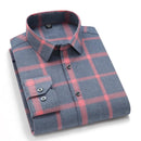 Spring Autumn Bamboo Fibre Mens Shirts Long Sleeve Cotton Casual Plaid