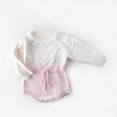 Baby Girls Soft Knitted Rompers Clothes Cute Heart Ball Jumpsuit Little Baby Autumn Winter Outfits