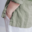 Linen V-Neck Shirt Autumn Women Basic Style Literary Simple T-Shirt Casual Loose Bottoming Shirts