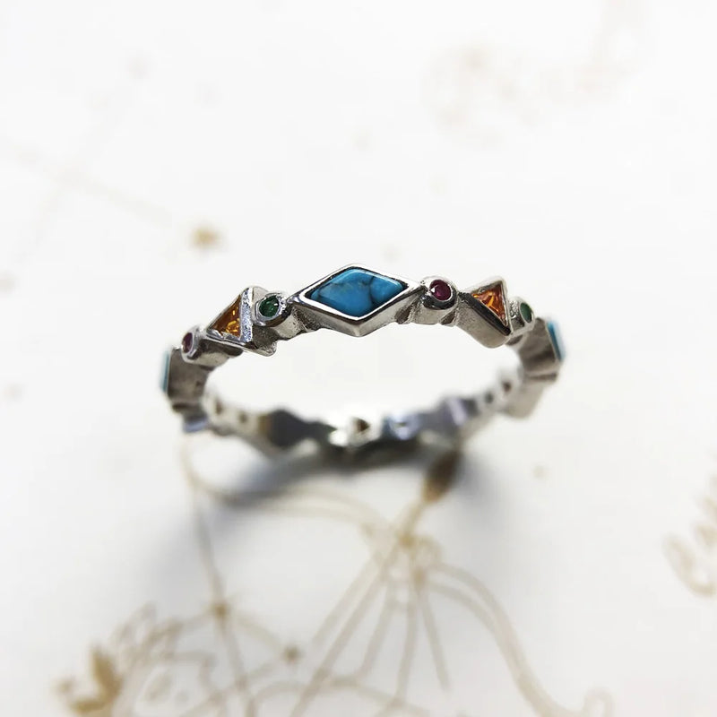 Ring Paradisiacal Turquoise 925 Sterling Silver For Women Summer Bohemia Gift
