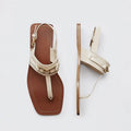 Summer Flats Flip Flops Bohemian Beach Slides Buckle Strap Square Toe Flat With Sandals Casual