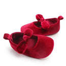 Newborn Baby Girl Soft Gold Velvet Shoes with Hairband Infant Bowknot 0-18M