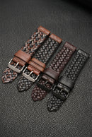 Genuine Leather Braided Watch Strap Quick Release Wrist Band Bracelet Accessories