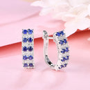 Blue Sapphire Clip Earrings For Women Girl Real Sterling Silver Created Sapphire Earrings for Wedding