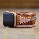 High End Natural Stone Smart Watch Band Beads Boho IWatch Strap Wrist Armband Bracelet