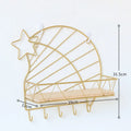 Iron And Wooden Storage Basket With Hook Nordic Key Holder Wall Hanging Hanger Home Decoration