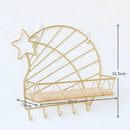 Iron And Wooden Storage Basket With Hook Nordic Key Holder Wall Hanging Hanger Home Decoration