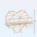 Iron And Wooden Storage Basket With Hook Nordic Key Holder Wall Hanging Hanger Home Decoration