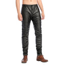 Men Skinny Faux Leather Pants Gold Velvet Lined Elastic Soft Stage Performance Party Singer