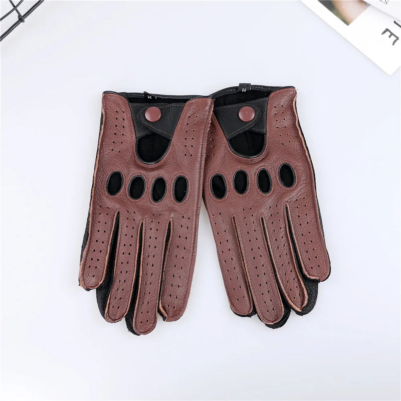 Genuine Leather Glove Men's Autumn Winter Driving Gloves With Holes Breathable