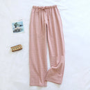 Cotton trousers thin home pants Elastic Waist Sleep Bottoms Plaid lounge pants home sleepwear