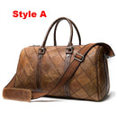 Men Travel Bags High Quality Handbags Retro Large Capacity Luggage Bag Genuine Leather Hand Bags Lattice Duffle