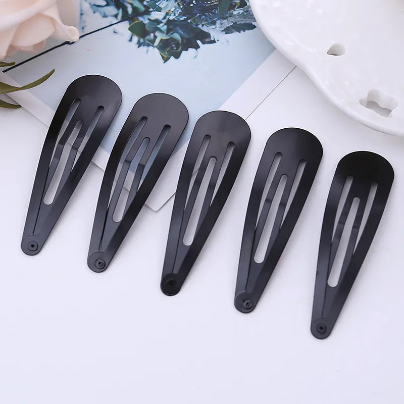 100Pcs Cute 5CM Hair Clips Pins Metal Snap Hair Accessories for Girls Hairpins Black Headbands for Kids Hairgrips Styling