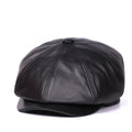 Beret Cap Men Genuine Leather Hats Forward Boina Brown Peaked Caps