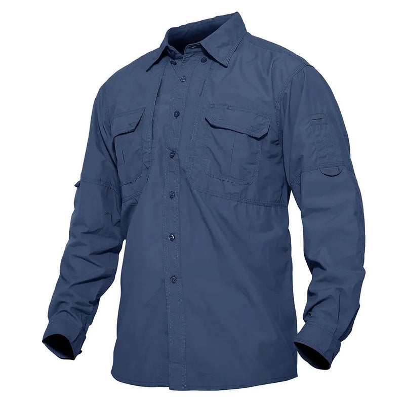 Men's Tactical Shirts Summer Lightweight Quick Drying Shirts Army Military Shirts Long Sleeve Outdoor Work Cargo Shirts