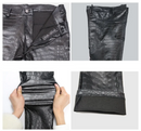 Men Pants Grain PU Leather Casual Jean Boots pants Skinny Solid Trousers