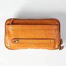 Top quality handmade retro natural vegetable tanned cowhide brass zipper long multi-function large-capacity men's clutch wallet