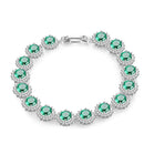 Sterling Silver Emerald Gemstone Diamonds Strand Bracelet for Women Romantic Tennis Chain Charm Bracelets
