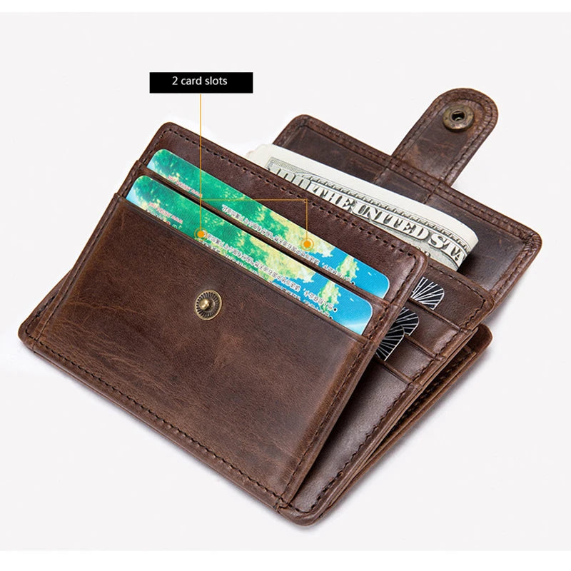 Genuine Leather Wallet For Men Male Vintage Short Men's Purse Credit Card Holder With Coin Pocket Money Bag
