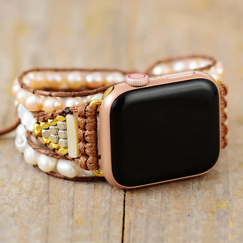 Elegant Freshwater Pearl Women Watch Band Beads Boho Watch Strap Wrist Band Bracelet Accessories