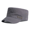Casual Flat Top Army Caps For Men Cotton Military Hats Women Solid Black Sun Hat