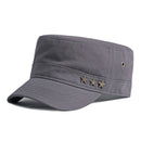 Casual Flat Top Army Caps For Men Cotton Military Hats Women Solid Black Sun Hat