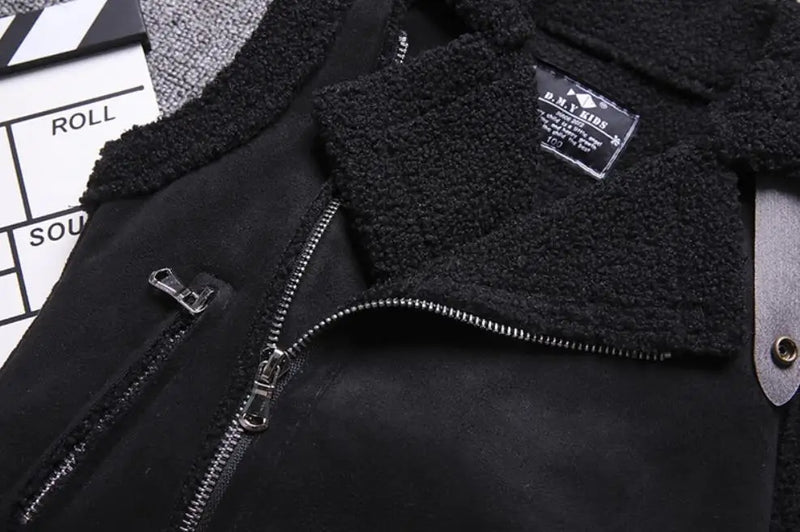 Boys Girls Buckskin Vest Autumn Winter Children Thicker Warm Coat Waistcoat Kids Jackets Fur Vest