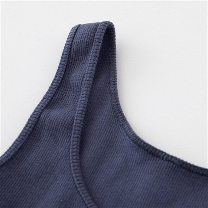 Vintage Women Soft Cotton Slim Tank Summer Ladies Sleeveless Solid Short Tops Girls Chic Streetwear Top
