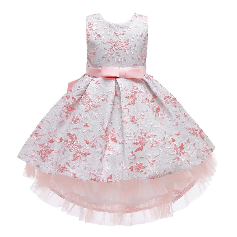 Gorgeous Flower Summer Girls Dress for Wedding Party Embroidery Kids Clothes Evening Dresses