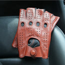 Semi-Finger Real Leather Gloves Male Summer Thin Driving Fingerless Breathable Men Gloves