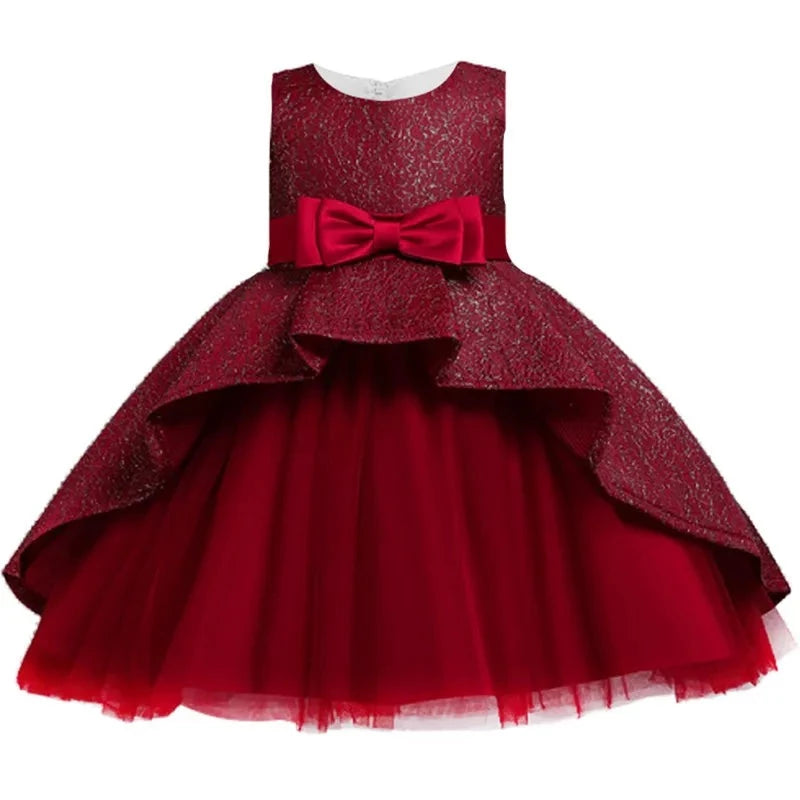 Flower Toddler Girls Dress Lace Bow Kids Dresses For Girls Clothes Children Christmas Dress For Girl Party Wedding Costume