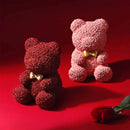 Rose Bear Figurine Statue Resin Crafts Sculpture Home Desktop Decoration Creative Boyfriend Girlfriend Love Wedding Decor Gifts