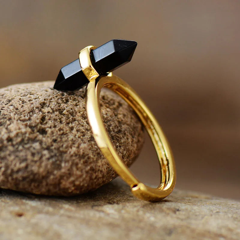 Women Hexagonal Cone Stone Finger Rings Modern Adjustable Cocktail Designer Ring Anniversary Wedding Jewelry