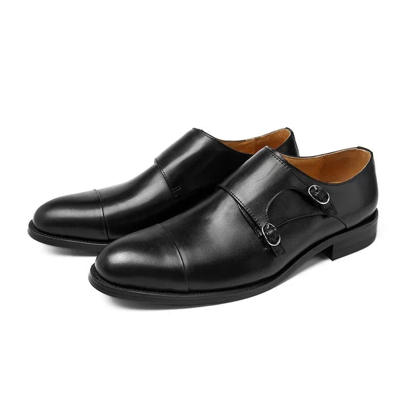 Double Monk Straps Men Shoes Bridegroom Dress Formal Genuine Leather Original Business Designer Shoes for Men