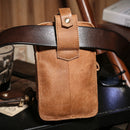 Genuine Leather Waist Bag Fanny Pack Cell Phone Key Case Vintage Bum Belt Bag Hook Waist Pack